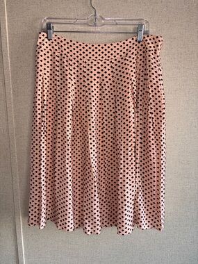 Talbots A-Line Skirt Sz 10 Pink Black Geometric Diamond Print Flowy Chic Preppy